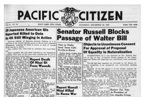 The Pacific Citizen, Vol. 31 No. 24 (December 16, 1950) (ddr-pc-22-50)