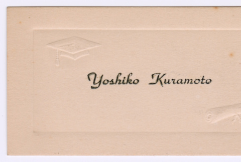 Yoshiko Kuramoto's graduation name card (ddr-densho-550-97)