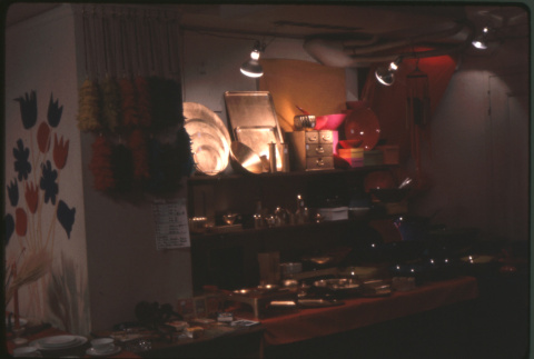 Display of metallic trays, bowls (ddr-densho-426-347)