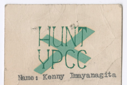 YPCC name tag for Kenji Ima (ddr-densho-483-64)