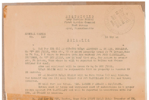 Special orders, no. 119, (May 12, 1944), extracts (ddr-csujad-49-216)