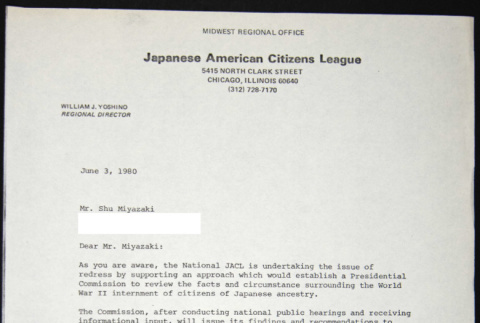 Letter to Shu Miyazaki from William Yoshino (ddr-chijacl-1-472)