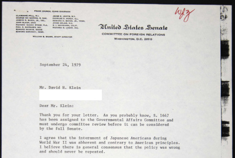 Letter to David Klein from Charles Percy (ddr-chijacl-1-419)