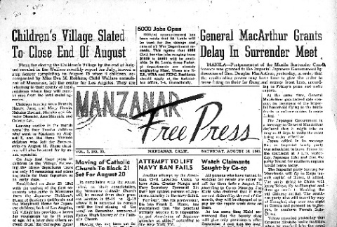 Manzanar Free Press Vol. 7 No. 13 (August 18, 1945) (ddr-densho-125-364)
