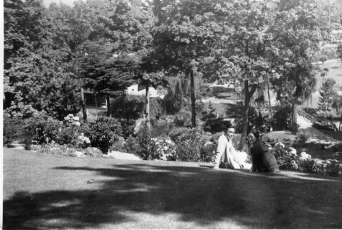 Unidentified couple on a hillside in the Garden (ddr-densho-354-93)