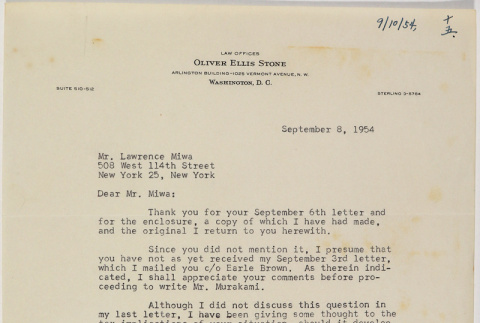 Letter from Oliver Ellis Stone to Lawrence Fumio Miwa (ddr-densho-437-40)