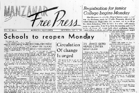 Manzanar Free Press Vol. III No. 3 (January 9, 1943) (ddr-densho-125-93)
