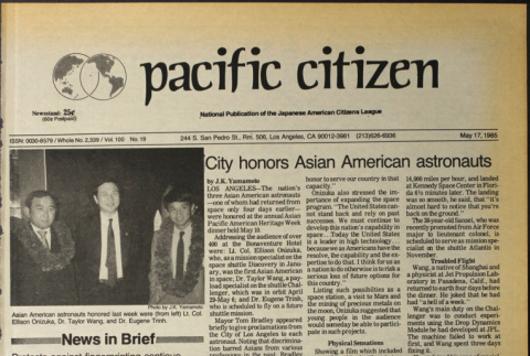 Pacific Citizen, Vol. 100 No. 19 (May 17, 1985) (ddr-pc-57-19)