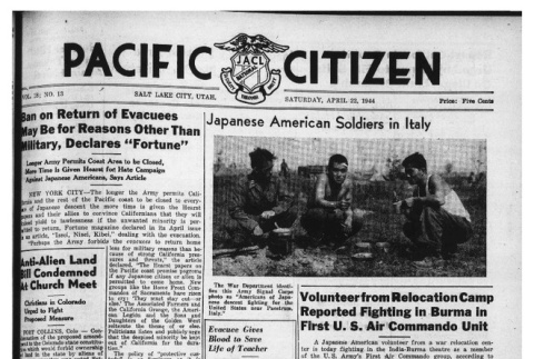 The Pacific Citizen, Vol. 18 No. 13 (April 22, 1944) (ddr-pc-16-17)