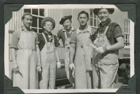 5 men wearing cannery uniforms (ddr-densho-540-46)