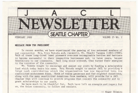 Seattle Chapter, JACL Reporter, Vol. 25, No. 2, February 1988 (ddr-sjacl-1-371)