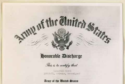 Masasuke Oishi honorable discharge (ddr-densho-37-1582)