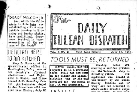Tulean Dispatch Vol. III No. 2 (July 18, 1942) (ddr-densho-65-324)