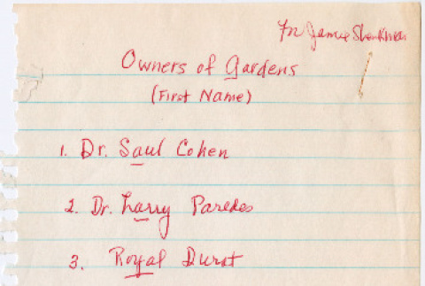 Notes on descriptions and locations for Garden Tour (ddr-densho-377-3044)