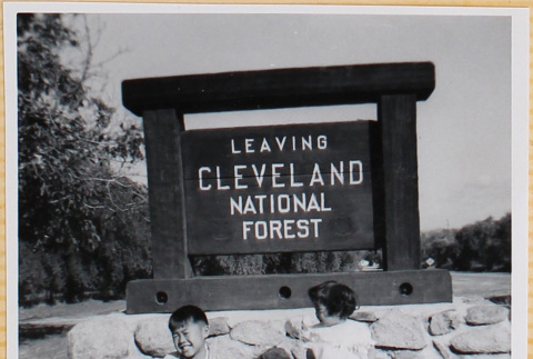 William and Susan Shiomi by Cleveland National Forest sign (ddr-densho-522-303)
