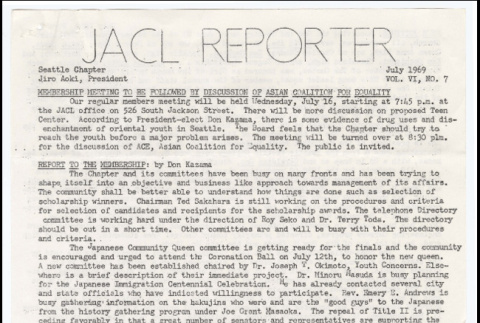 Seattle Chapter, JACL Reporter, Vol. VI, No. 7, July 1969 (ddr-sjacl-1-109)