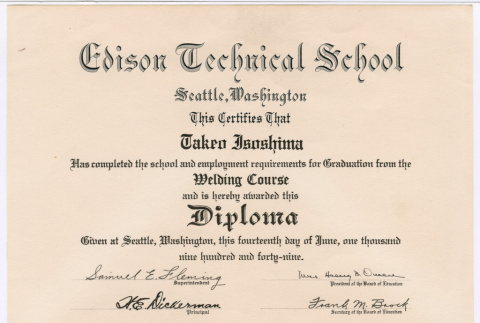 Edison Technical School Diploma (ddr-densho-477-191)