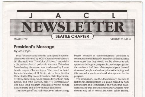 Seattle Chapter, JACL Reporter, Vol. 28, No. 3, March 1991 (ddr-sjacl-1-393)