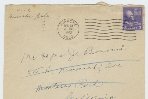 Envelope addressed to John Bonomi (ddr-janm-21-39)