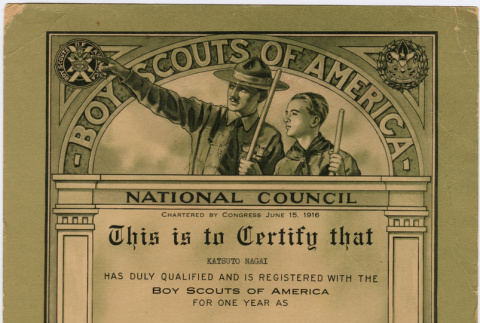 Boy Scouts Certification (ddr-densho-379-389)