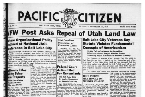 The Pacific Citizen, Vol. 28 No. 21 (November 30, 1946) (ddr-pc-18-48)