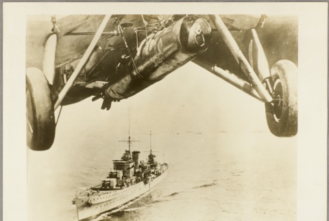 A British plane flying over a ship (ddr-njpa-13-170)