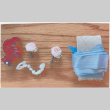 Bear pin, earrings, and ribbon (ddr-densho-539-154)