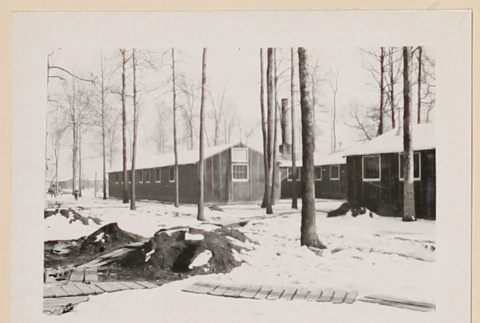 Rohwer Relocation Center barracks after snowfall (ddr-densho-379-669)