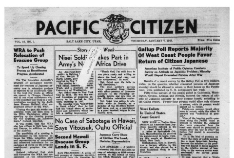 The Pacific Citizen, Vol. 16 No. 1 (January 7, 1943) (ddr-pc-15-1)