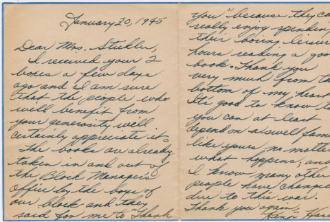 Letter to Mrs. M. Stickler (ddr-densho-184-2)