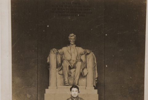 Soldier in front of Lincoln monument (ddr-janm-17-45)