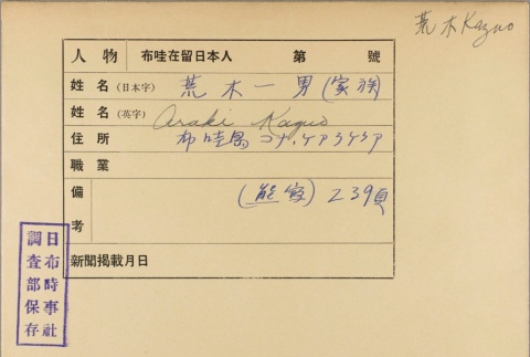 Envelope for Kazuo Araki (ddr-njpa-5-196)