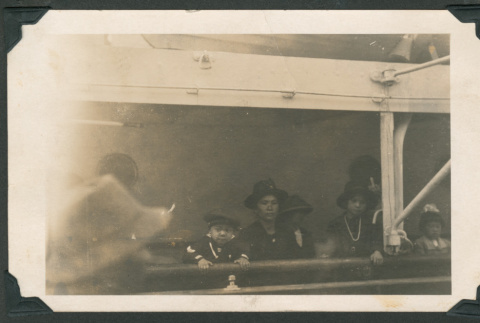 Photo of Tsumu Fukuyama with children on a ship deck (ddr-densho-483-274)