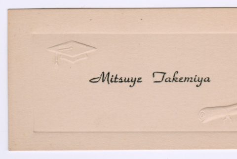 Mitsuye Takemiya's graduation name card (ddr-densho-550-115)