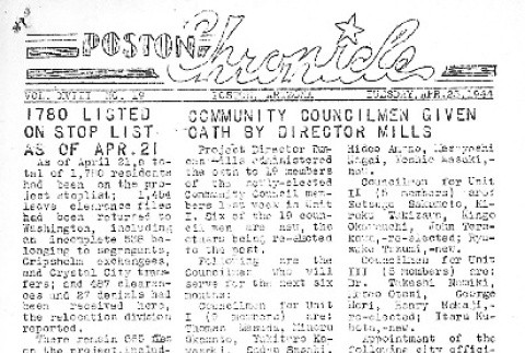Poston Chronicle Vol. XVIII No. 19 (April 25, 1944) (ddr-densho-145-497)