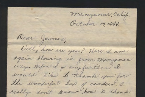 Letter from Bill Taketa to Mr. James Waegell, October 17, 1944 (ddr-csujad-55-2339)