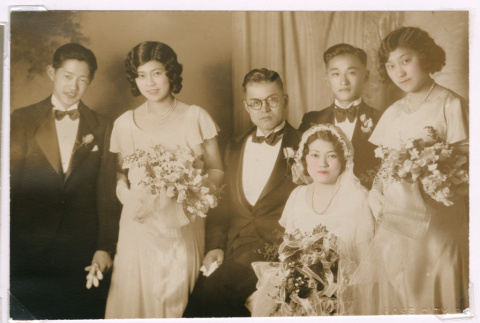 Joe and Nellie Tsunoda wedding party (ddr-densho-477-75)