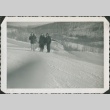 Three men standing near a car in a ditch (ddr-densho-321-333)