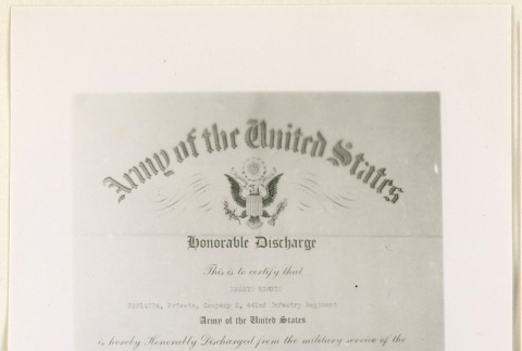 Masato Komoto's honorable discharge (ddr-densho-37-1373)