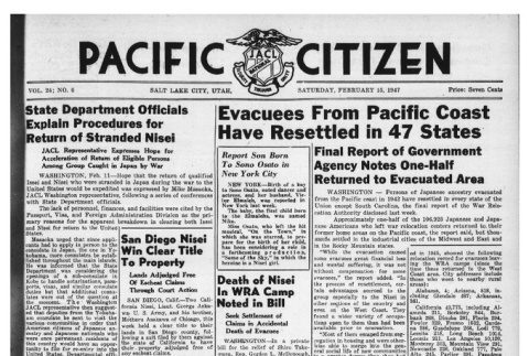 The Pacific Citizen, Vol. 24 No. 6 (February 15, 1947) (ddr-pc-19-7)