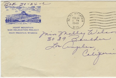 Letter (with envelope) to Molly Wilson from Miyeko Imamura (December 16, 1942) (ddr-janm-1-64)