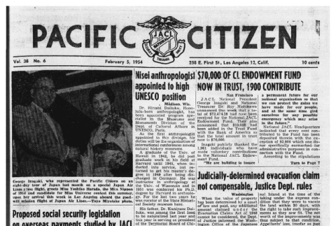 The Pacific Citizen, Vol. 38 No. 6 (February 5, 1954) (ddr-pc-26-6)