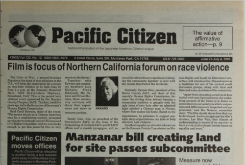 Pacific Citizen, Vol. 122, No. 12 (June 21-July 4, 1996) (ddr-pc-68-12)