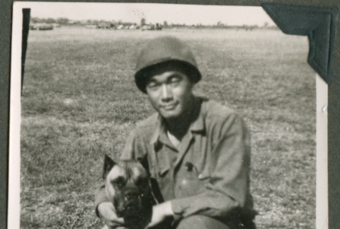 Masao Sakagami with German Army dog (ddr-densho-201-546)