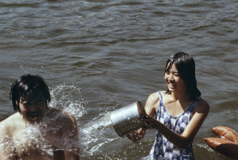 Campers having fun during boat sink (ddr-densho-336-1115)