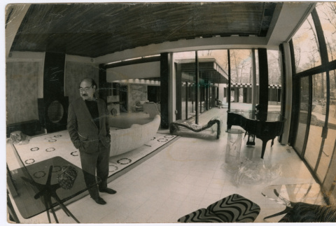 Kaneji Domoto standing inside Usonian house (ddr-densho-329-1146)