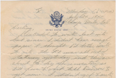 Letter from Alvin Uchiyama to Kathleen Koga Uchiyama (ddr-densho-406-18)