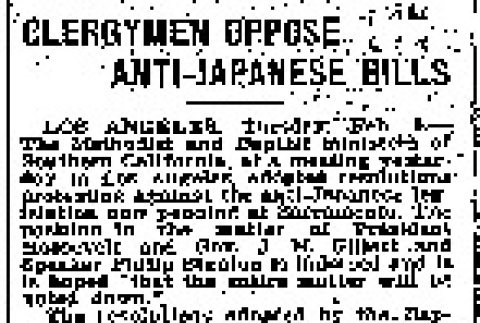 Clergymen Oppose Anti-Japanese Bills (February 9, 1909) (ddr-densho-56-145)