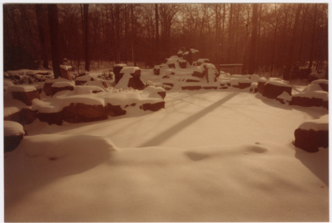 Snowy rocks in forest (ddr-densho-377-2586)
