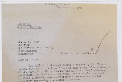 Letter from Ray D. Johnston to D. S. Myer (ddr-densho-379-739)